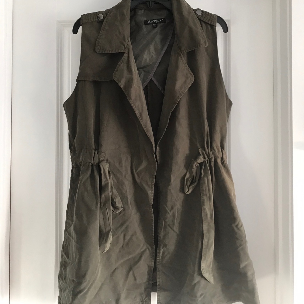 Army Green Open Front Vest
